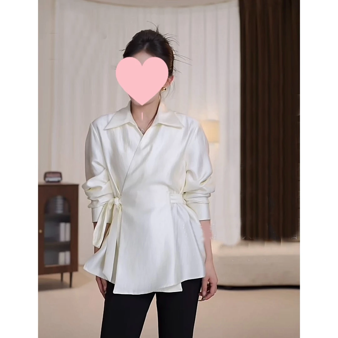 现货 2025春装新款高级感法式收腰长袖上衣衬衫