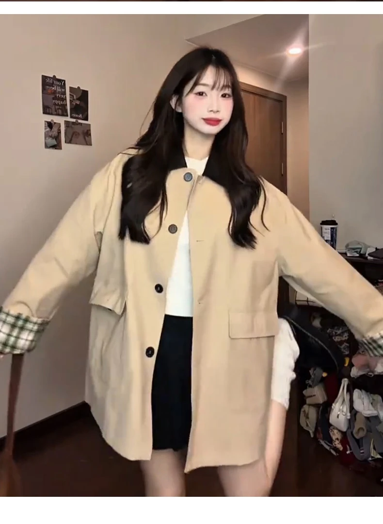 卡其色巨好看风衣外套女款初秋季小个子早秋韩系穿搭短款上衣薄
