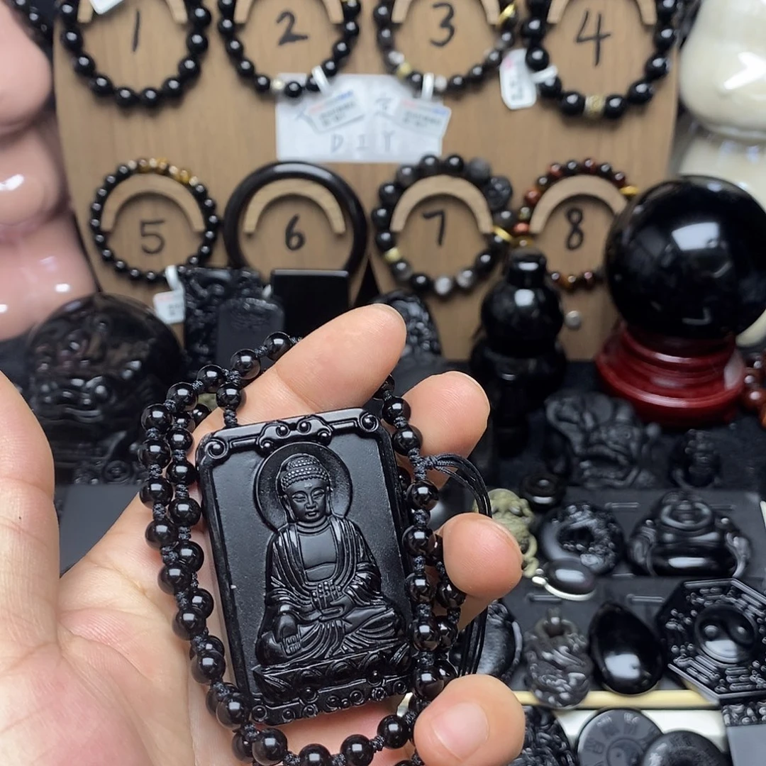 黑曜岩未镶嵌手链知**乐