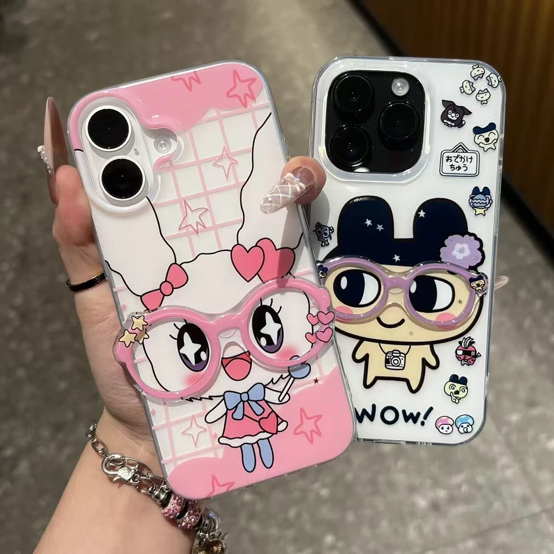 奥菲顿甜心吉立体星星眼镜适用苹果17大孔手机壳华为vivo小米oppo