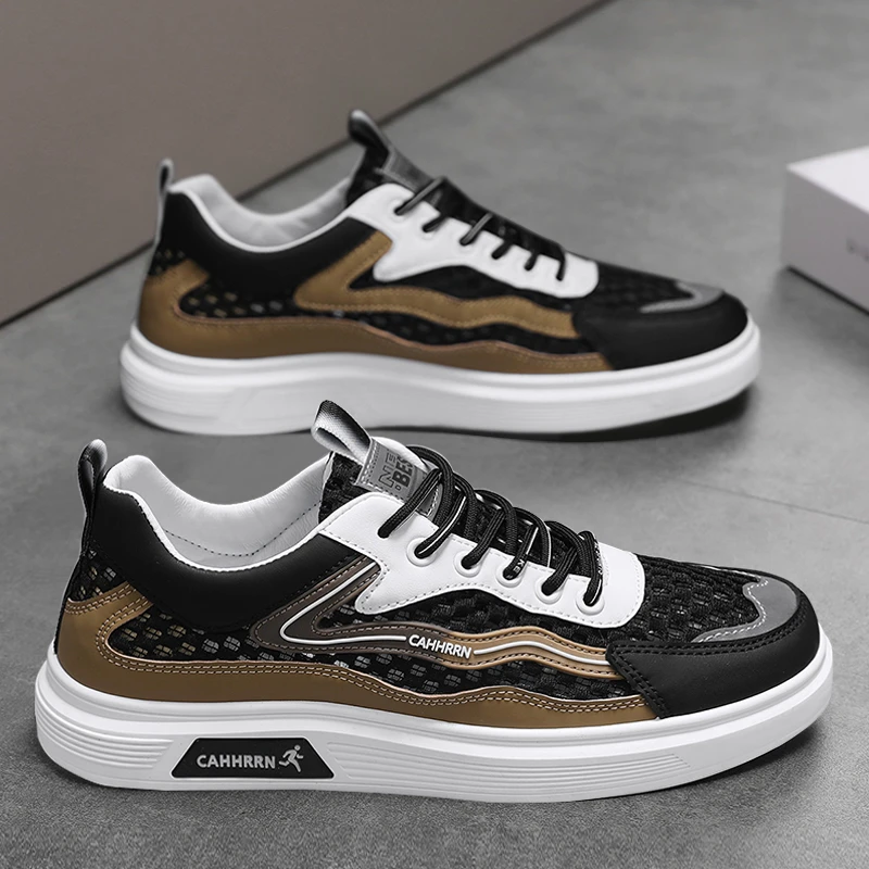 【设计师款】2025男士夏季新款网面镂空运动休闲板鞋透气轻便跑步鞋