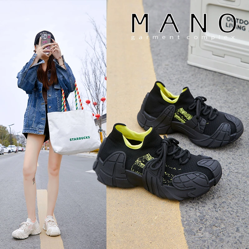 网红网面2025夏季飞织袜子鞋小白鞋新款百搭透气运动休闲显瘦网鞋