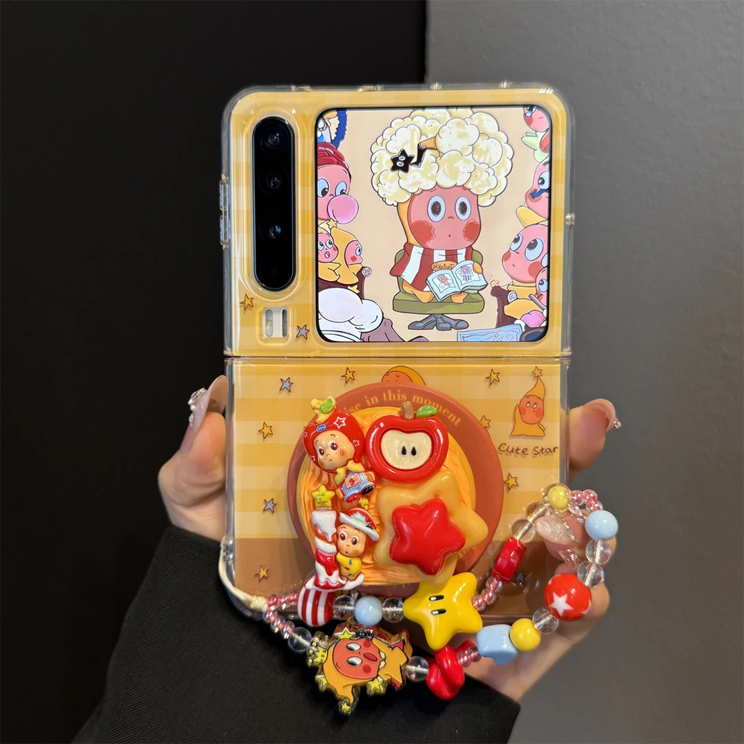 适用华为purax典藏版折叠屏手机壳pocket2立体星星人磁吸支架链条