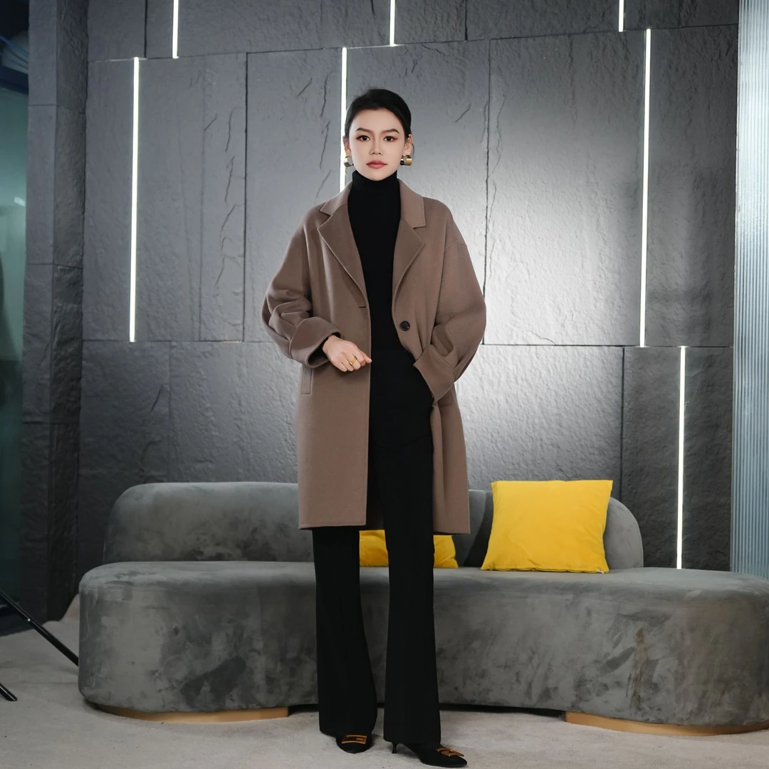 Falaibang/法莱邦0231亚麻灰色羊毛大衣