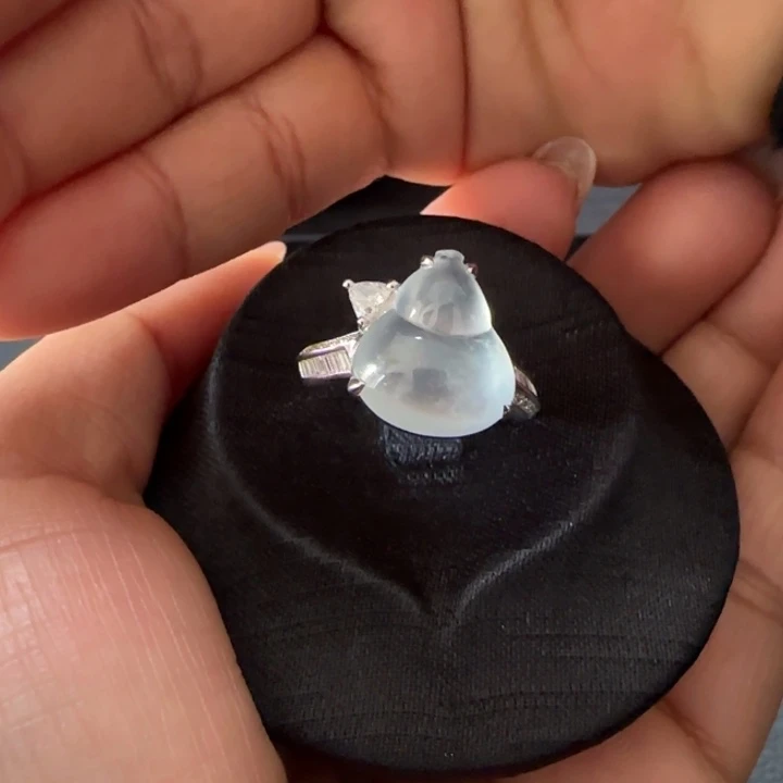 翡翠戒指18K金镶嵌葫芦L