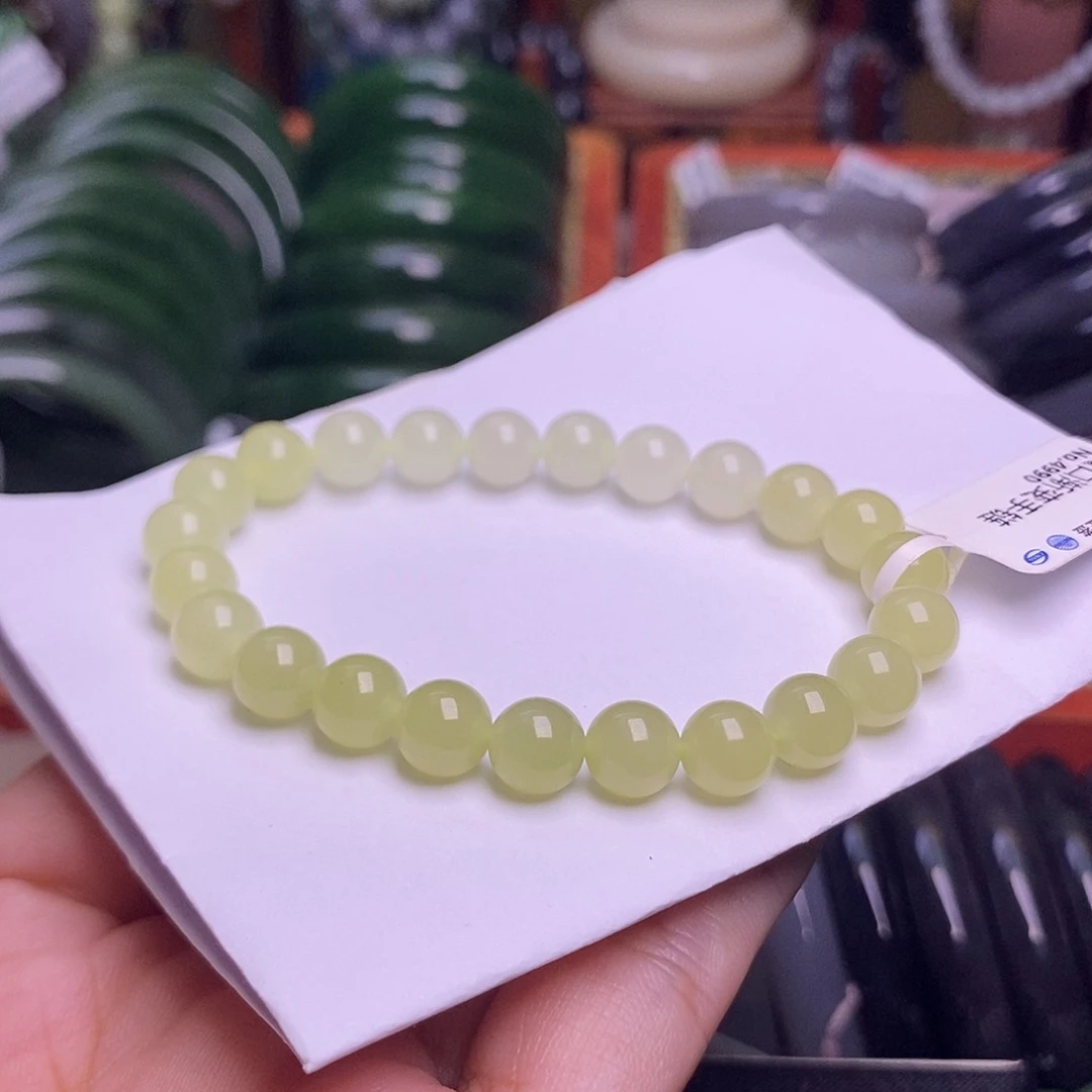 和田玉未镶嵌颈饰黄口老矿料约8mm手串