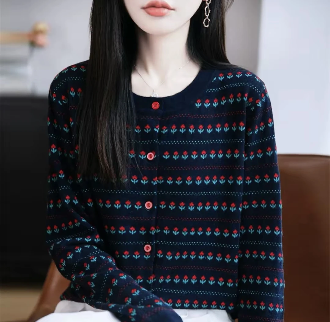 【提花织韵】韩系2025早秋新款外套针织开衫百搭女款宽松显瘦减龄女