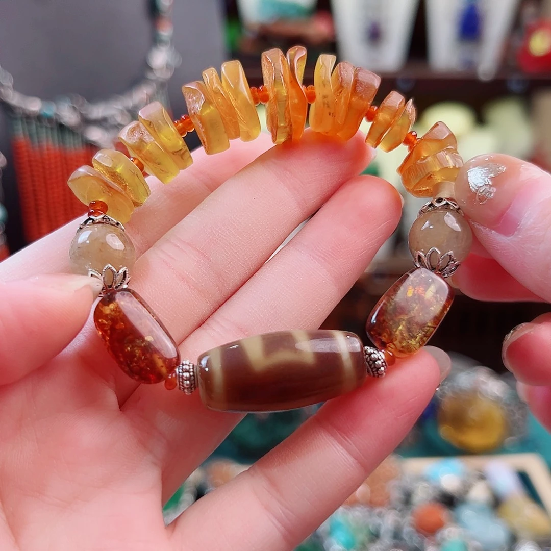 琥珀未镶嵌手链手链