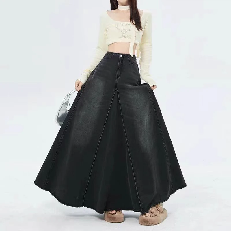 过款链接高腰显瘦休闲百搭A字牛仔半身裙