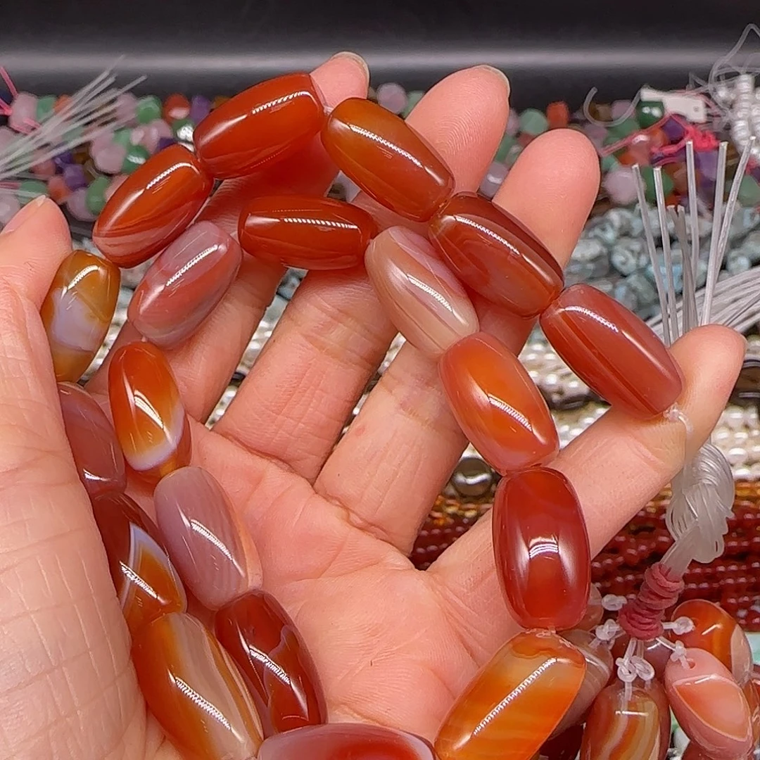 玛瑙/玉髓合金珠宝半成品红玛瑙10-18mm一条