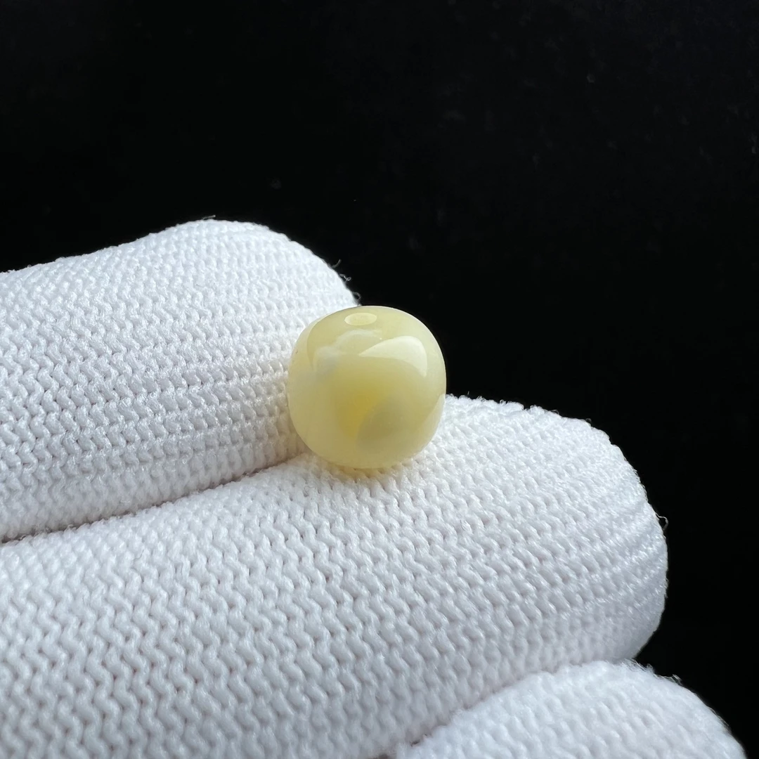 M6411天然俄料蜜蜡 白蜡老型单珠9*8mm 支持鉴定假一罚四