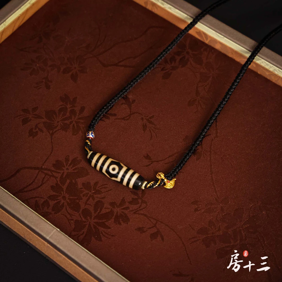 【房十三】福利·牙黄宝盖三眼天珠玛瑙锁骨链7.12