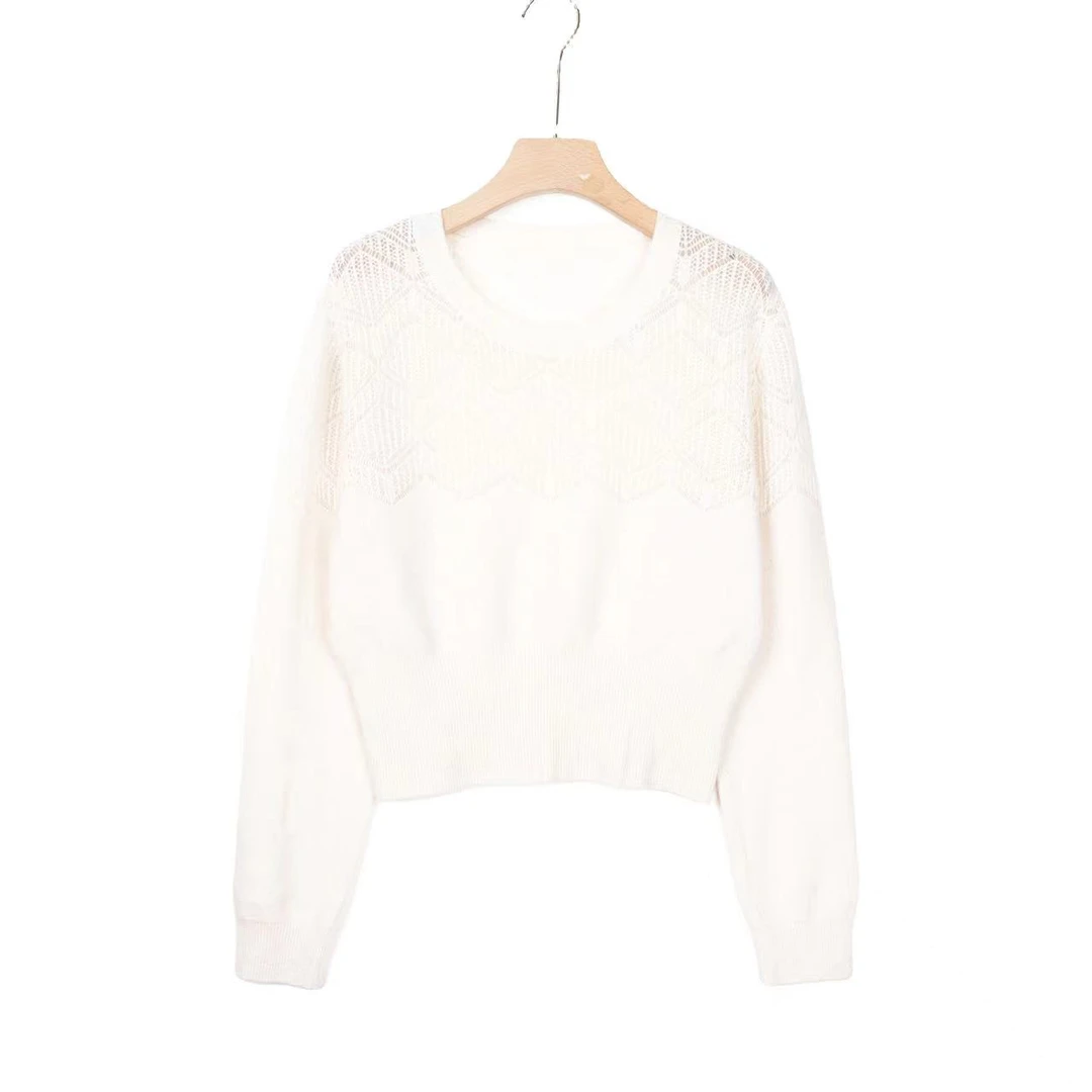 CHUAN BAI镂空亮片圆领满天星时尚复古打底衫