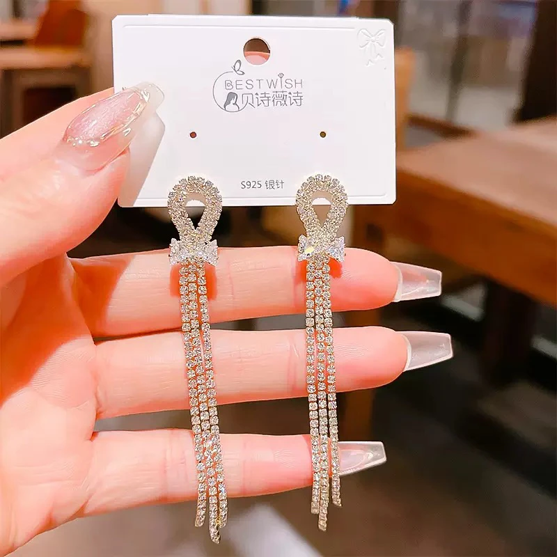 925银耳饰 925银针韩国网红气质镀金流苏耳钉