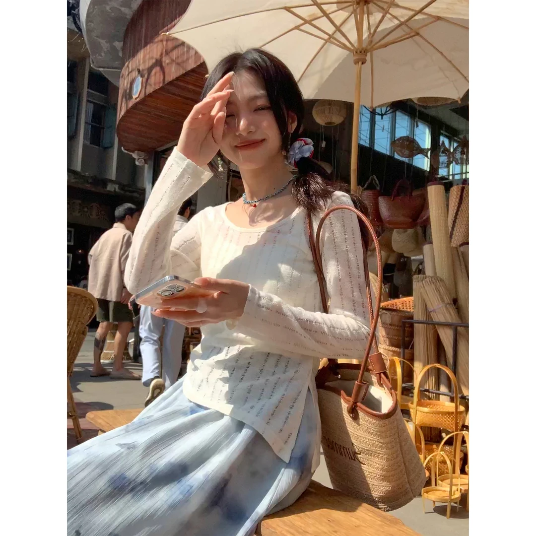 【西西里安】 丁达尔氛围感~温柔抽绳设计款镂空针织罩衫