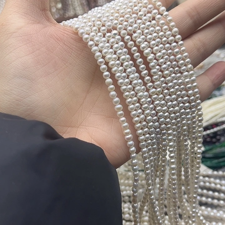 玛瑙/玉髓未镶嵌珠宝半成品一条3.5mm左右椭圆珍珠