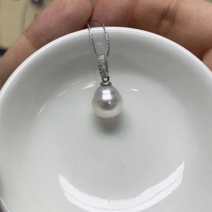 海水珍珠颈饰银S925镶嵌澳白10-11mm121
