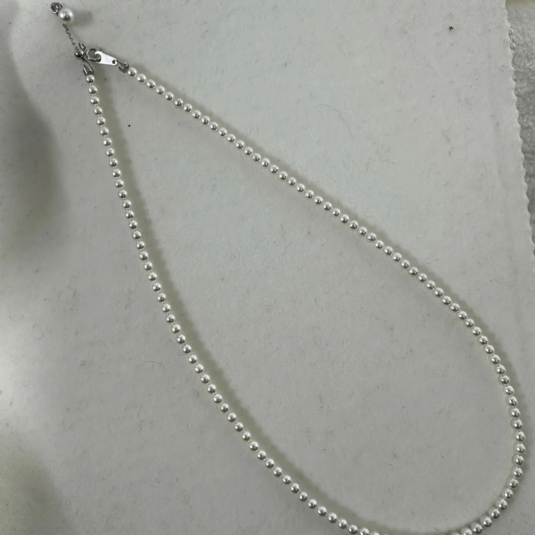 天然淡水小米珠3-4mm近正圆微微瑕冷白极强光经典百搭气质小米链