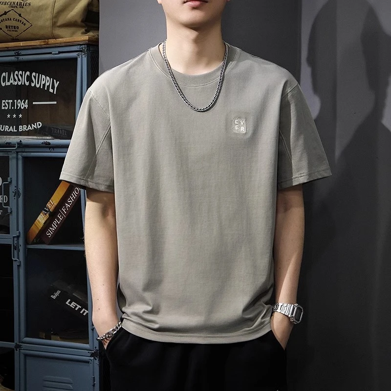 Cebrodz2025新款男夏季明辑线撞色潮牌短袖T恤薄款大码宽松百搭