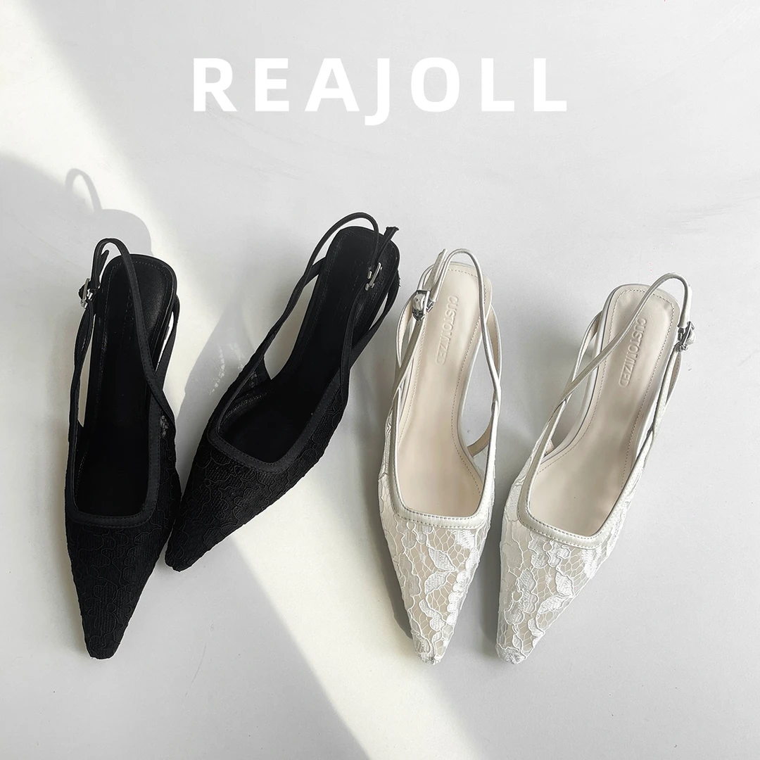 单鞋高跟夏季性感时尚跟鞋耐磨尖头细跟中空蕾丝春季包头百搭凉鞋