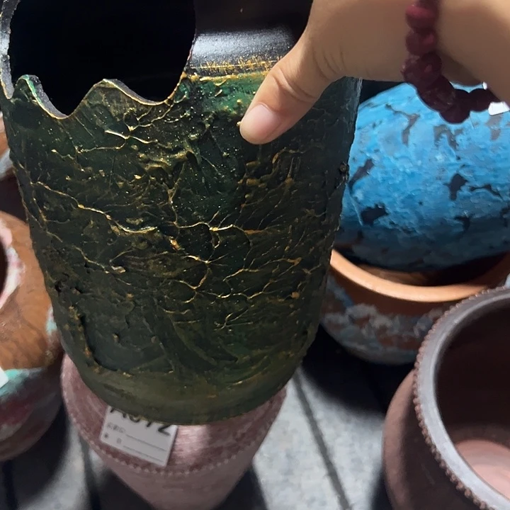 粗陶盆有孔高24口14