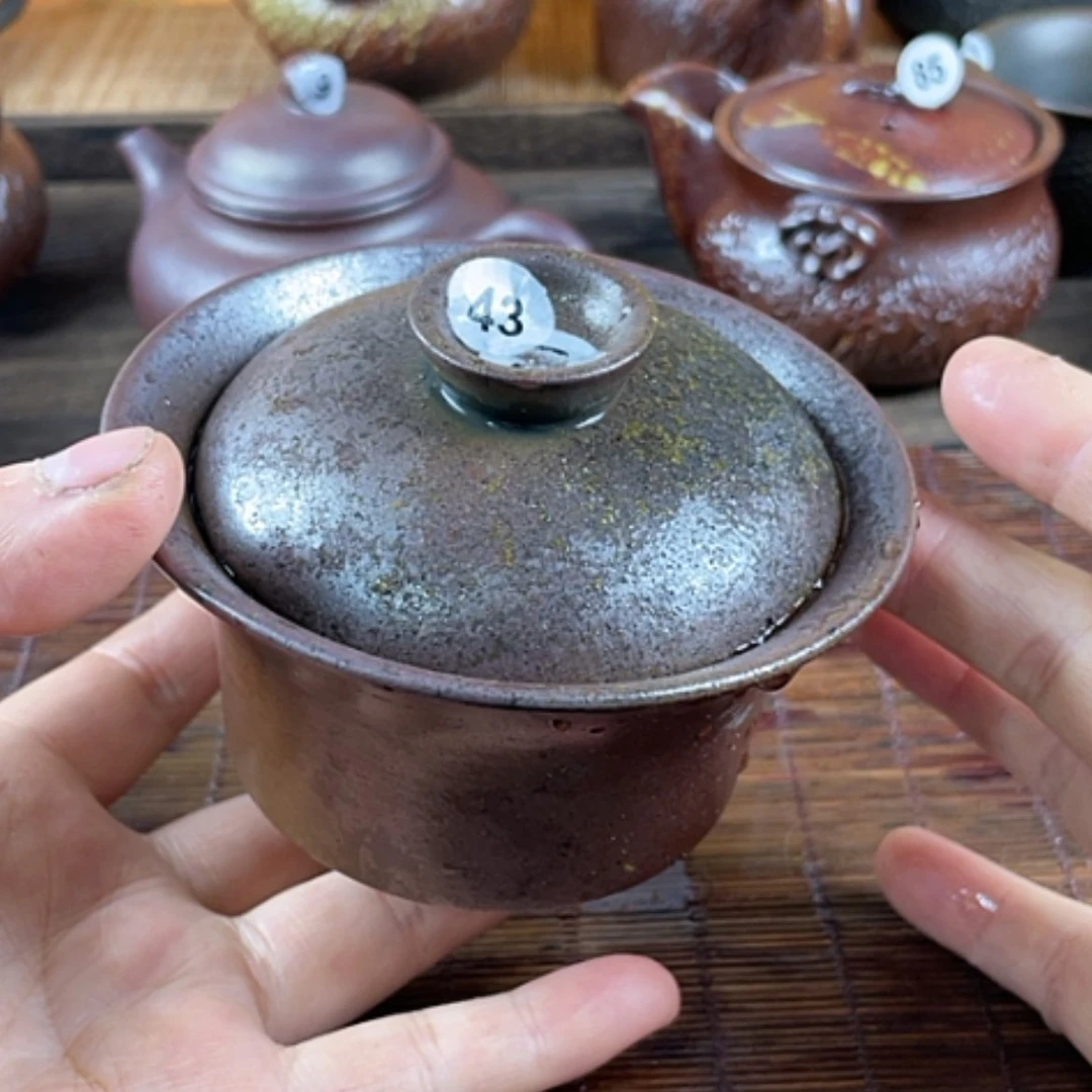 【闪购商品】柴烧盖碗200毫升左右微瑕