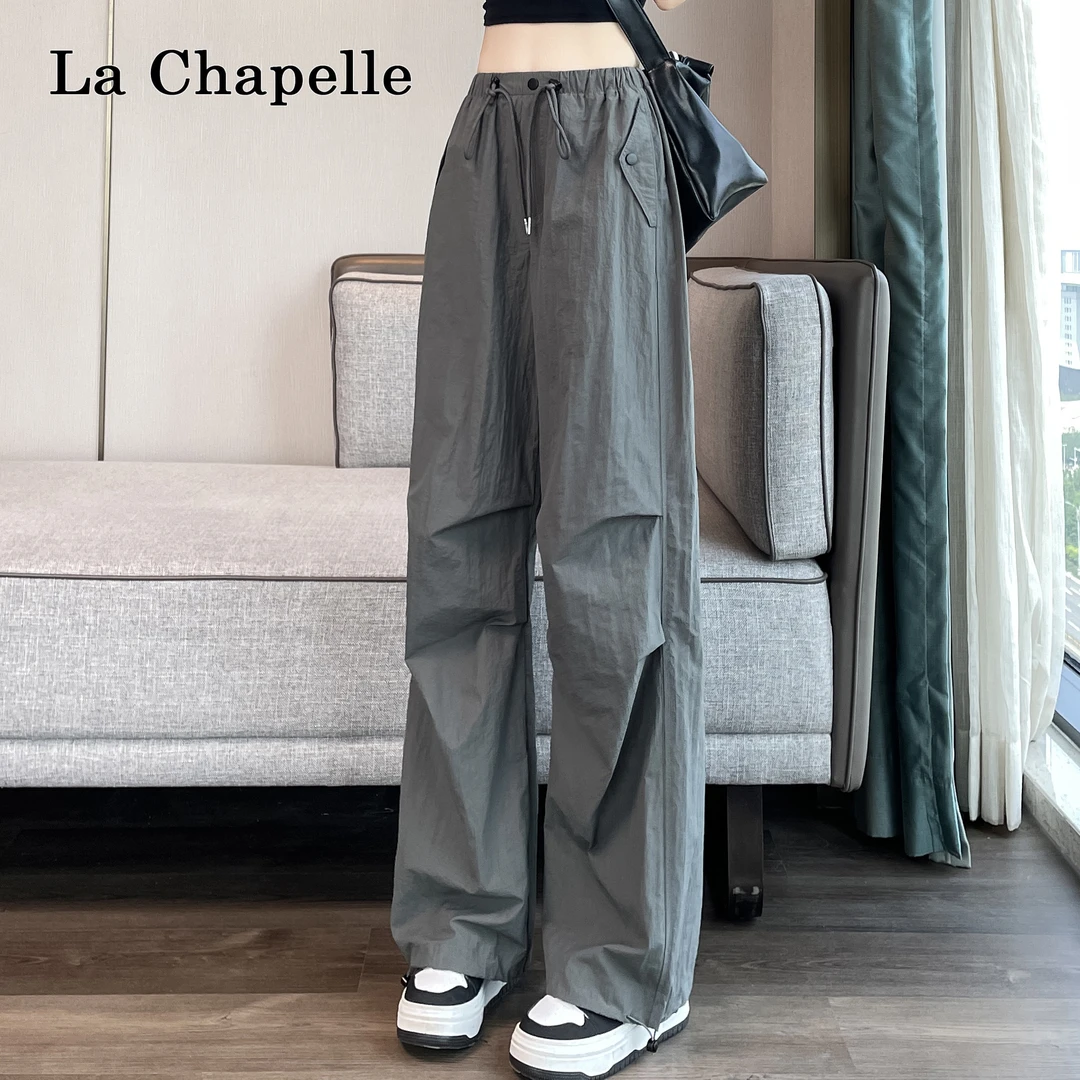 拉夏贝尔速干工装裤女2025夏季新款高腰速干裤束脚两穿哈伦运动裤