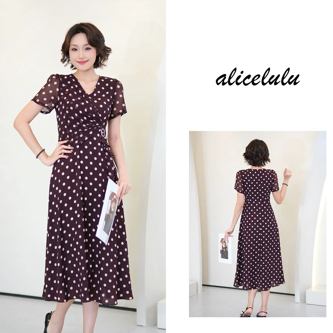 2 alicelulu 设计感时尚气质波点连衣裙收腰显瘦高级S2142858E
