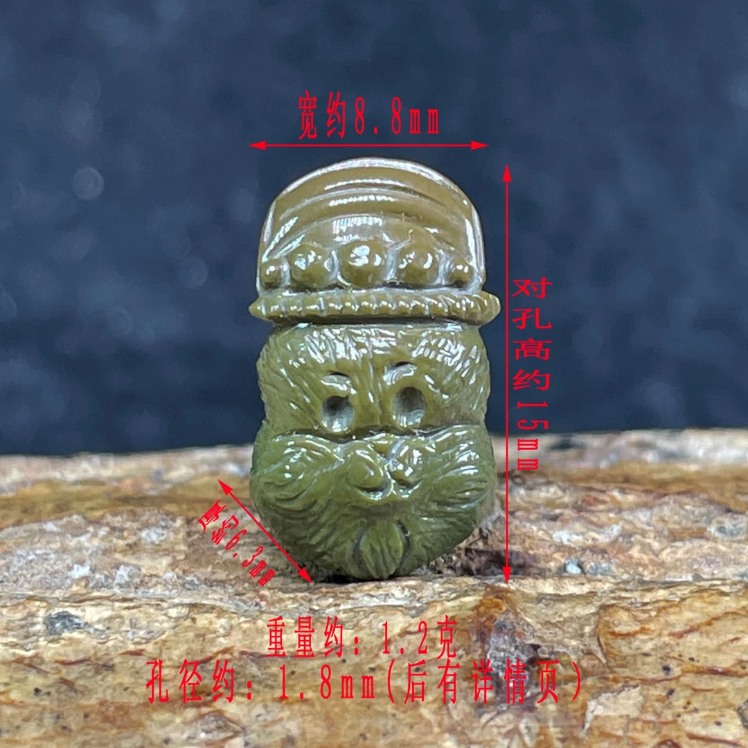 保真正品天然原矿绿松石特色老军绿纯手工雕刻阿凡提背云配件配饰