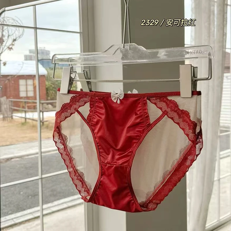 本命年红色性感纯欲中腰蕾丝透气爆款女士内裤轻奢舒适时尚法式