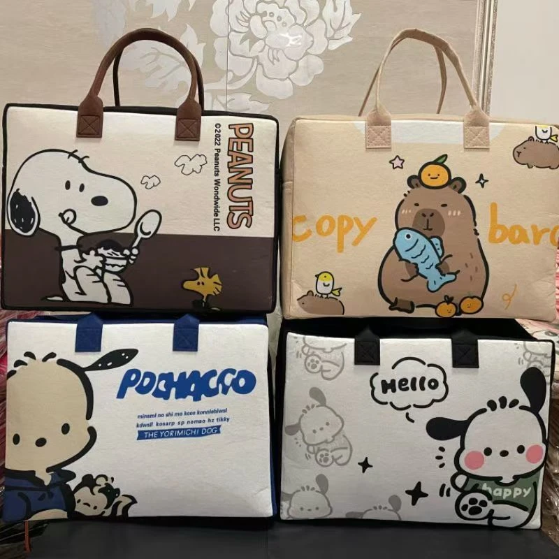 卡通大容量旅行包旅行手提包可爱收纳行李包毛毡拉杆箱用包收纳袋