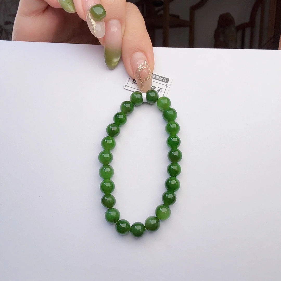 和田玉（碧玉）未镶嵌手链卡8手串