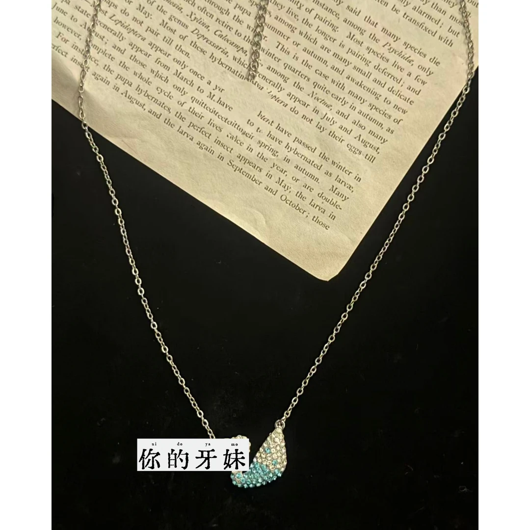 合金项链 渐变蓝项链XL437气质轻奢设计感时尚小众
