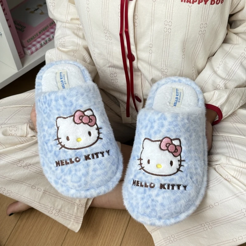 暖之缘卡通棉拖鞋女冬季可爱软底豹纹棉鞋家居室内保暖防滑kt拖鞋