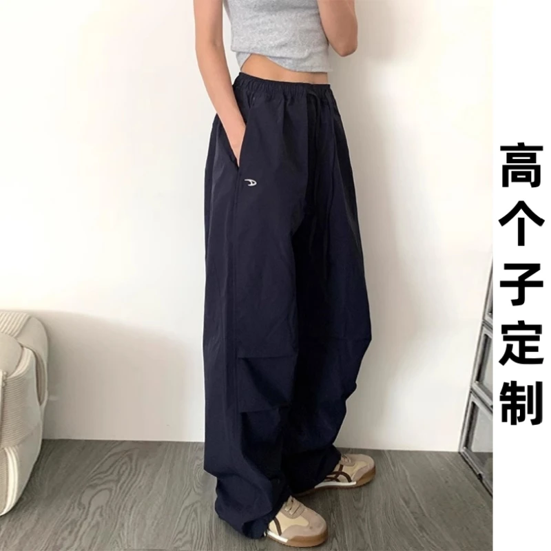 180高个子175加长美式复古速干工装裤女薄款伞兵裤休闲运动阔腿裤
