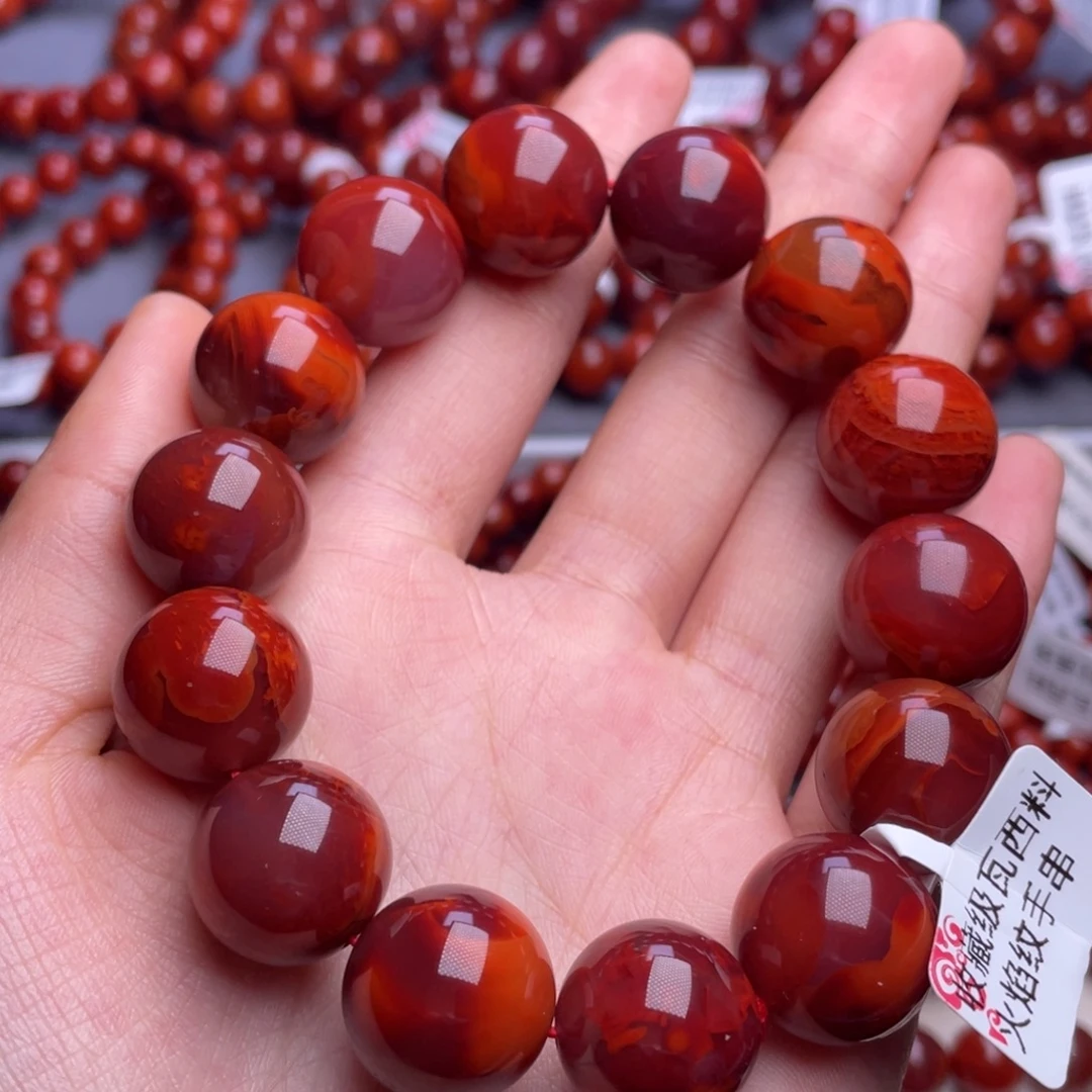 南红玛瑙未镶嵌其他16mm高品瓦西牛血红火焰手串