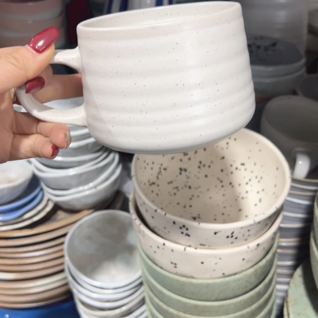 瓷A****?芝麻点釉早餐杯微瑕