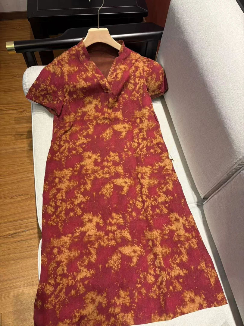 【澜亭絮絮】香云纱冠乐绉双面双穿连衣裙238127清仓