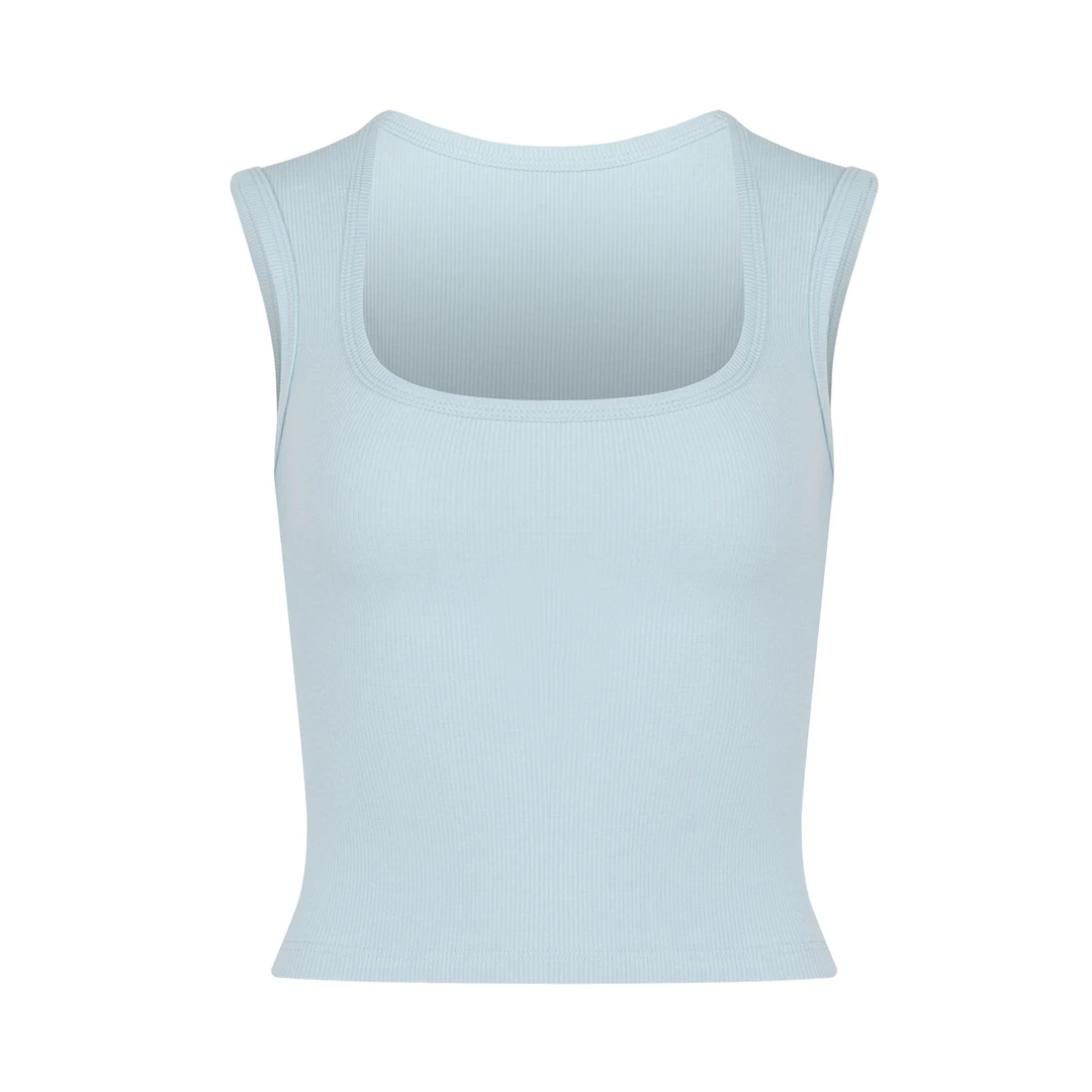 【Aliu自制】遮副乳宽肩带设计外穿纯色螺纹吊带背心女夏季2025新款