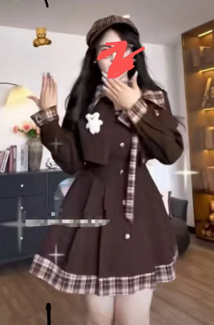 大码秋季气质长短吊带连衣裙外套套装F