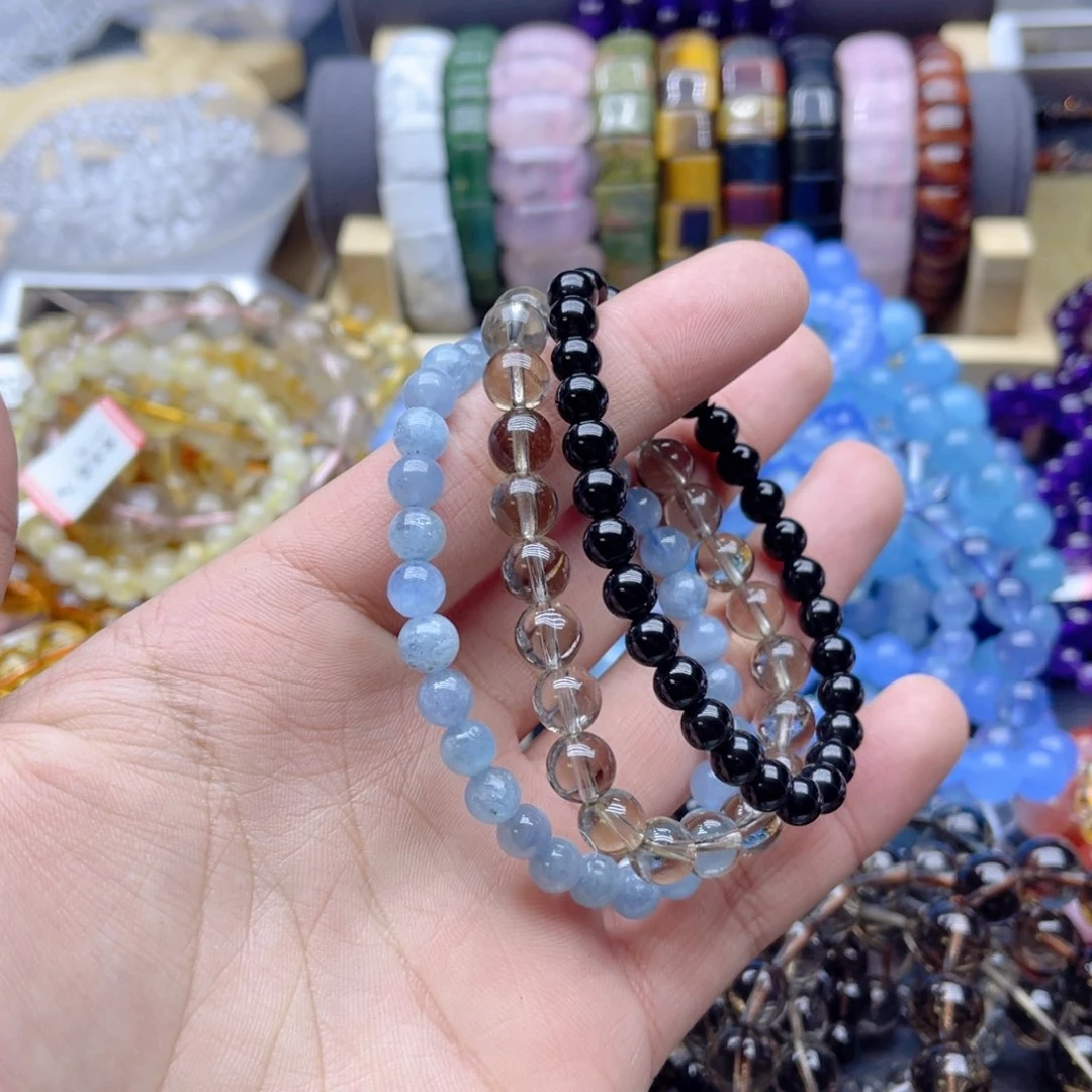 水晶手链银S925镶嵌3件6mm