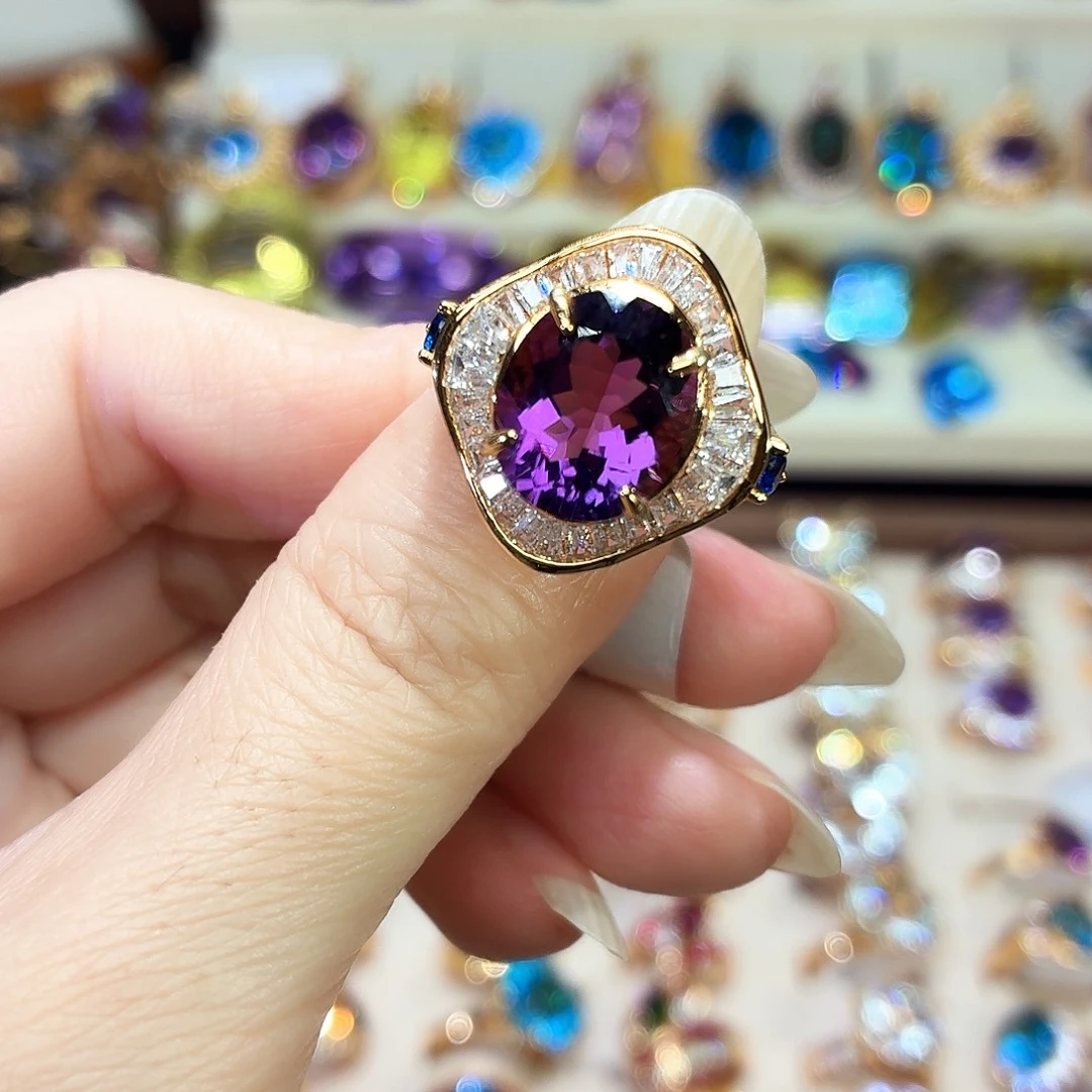 水晶戒指银S925镶嵌