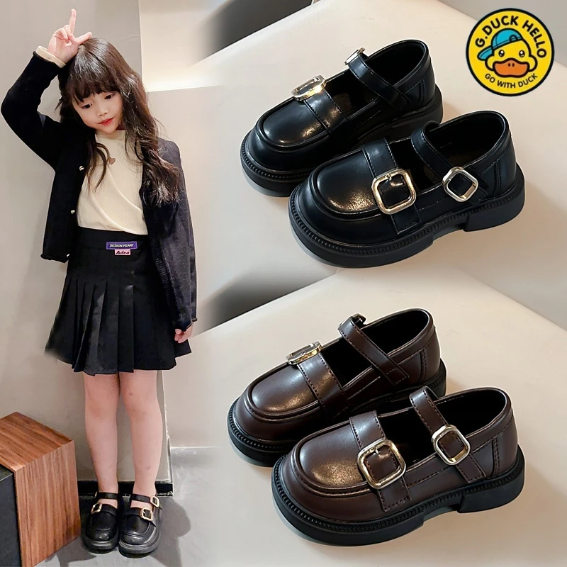 小黄鸭皮鞋2025夏新款儿童鞋子小女孩公主鞋软底休闲豆豆鞋乐福鞋