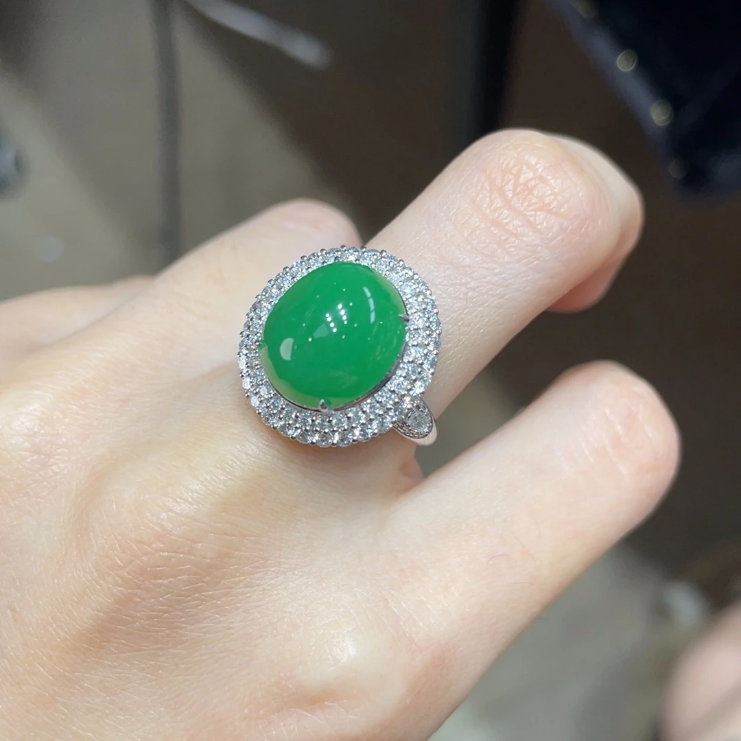 翡翠颈饰18K金镶嵌天然缅甸翡翠a货