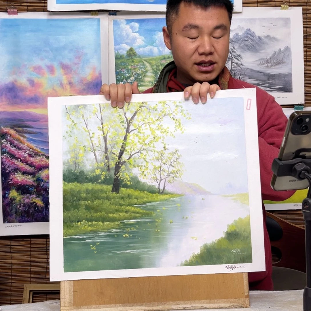 油画行路人小院绘画作品竞拍