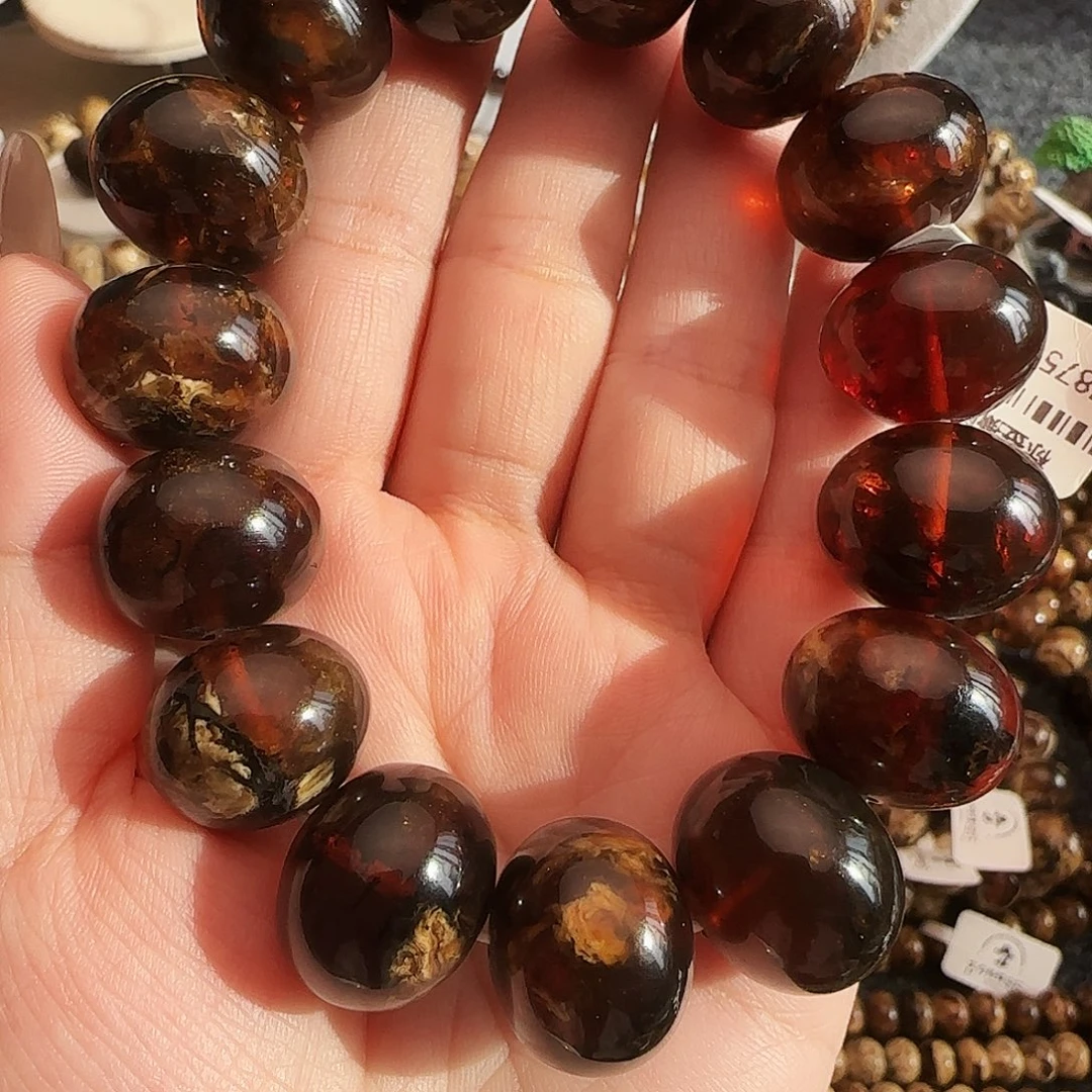 德***工琥珀未镶嵌手链抚顺琥珀