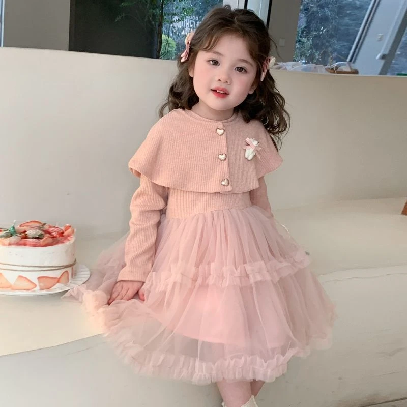 女童连衣裙秋装2025新款洋气宝宝公主裙子儿童韩版生日礼服裙套装