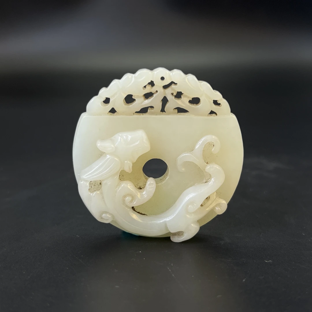 "晚清民国和田玉浮雕螭龙佩/ DL026969/ 古玩/收藏/德州文物"