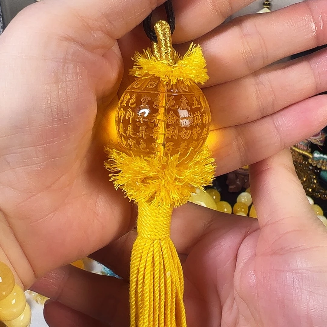 琥珀未镶嵌颈饰琥珀蜜蜡金珀雕刻单珠31mm