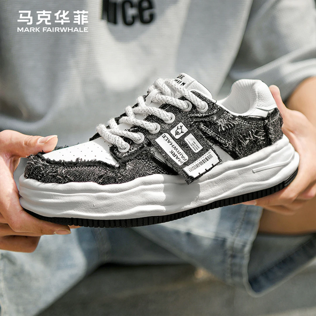 马克华菲板鞋男款2025秋季新款时尚潮鞋情侣百搭潮牌厚底溶解鞋